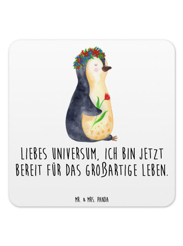 Mr. & Mrs. Panda Untersetzer Set Pinguin Blumen mit Spruch in Weiß