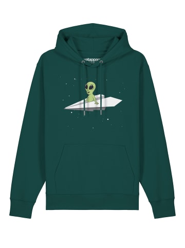 wat? Apparel Sweatshirt Alien on a paper plane in Glazed Green