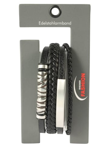 Adeliás Herren Armband – Lederarmband aus Leder 21 cm in schwarz