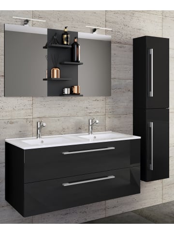 VCM  4-tlg. Doppel Waschplatz Zwei Waschtisch Budasi SP in Schwarz