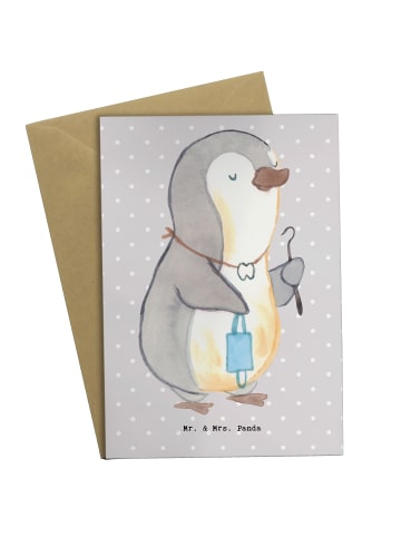 Mr. & Mrs. Panda Grußkarte Zahntechniker Herz ohne Spruch in Grau Pastell