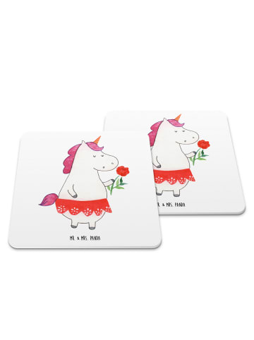 Mr. & Mrs. Panda Tischuntersetzer Einhorn Dame ohne Spruch in Weiß