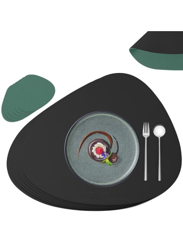 Sänger TISCHSET - Kunstleder, Doppelseitig - Schwarz/Grün - 44x37cm - 12 Stück