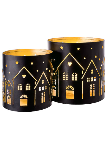 Butlers Windlicht LUMINOUS Häuser in Schwarz