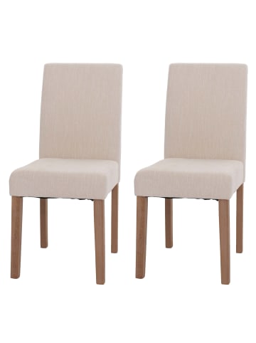 MCW 2er-Set Esszimmerstuhl Littau Chenille, Creme, naturfarbene Beine