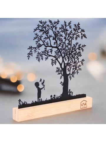 UNUS Aufsteller Baum mit Kindern auf einer Schaukel in Schwarz