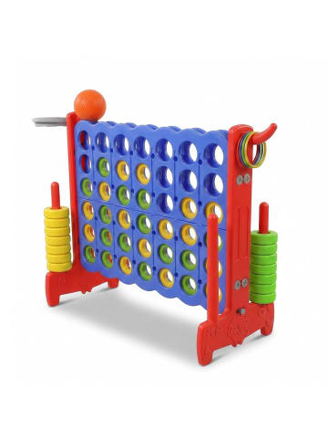 relaxdays Vier Gewinnt "3 in 1" in Blau/ Rot - (B)121 x (H)88 x (T)44 cm