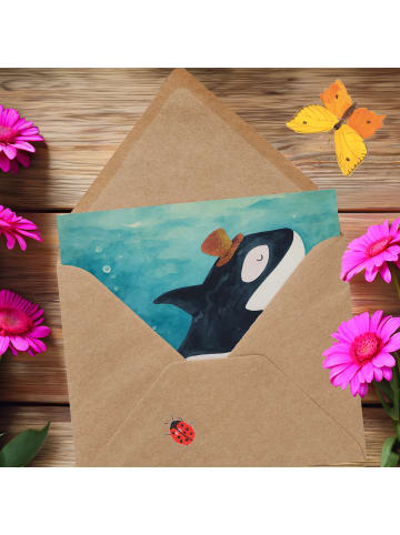 Mr. & Mrs. Panda Grußkarte Orca Zylinder Design ohne Spruch in Weiß