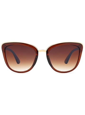 styleBREAKER Cateye Sonnenbrille in Braun-Gold / Braun Verlauf