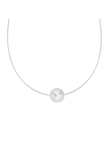 Smart Jewel Collier Mit Perle Auf Nylonfaden in Weiss