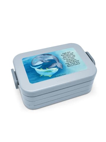 Mr. & Mrs. Panda Brotdose Walfisch Thunfisch Design mit Spruch in Blau Pastell