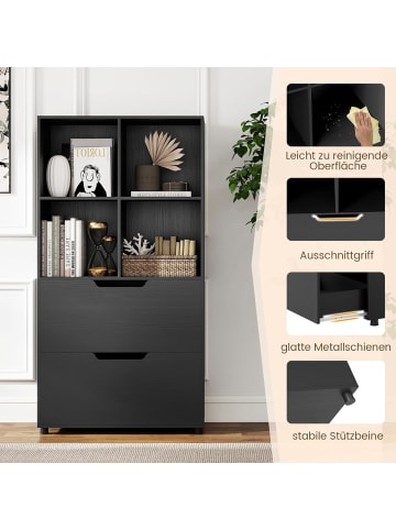 COSTWAY 4-Würfel Bücherregal 70 x 33,5 x 130 cm in Schwarz