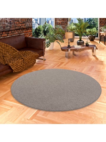 Snapstyle Natur-Teppich Wolle Berber Rund in anthrazit