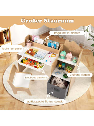 COSTWAY Schreibtisch Kinder mit Stuhl in Hellbraun