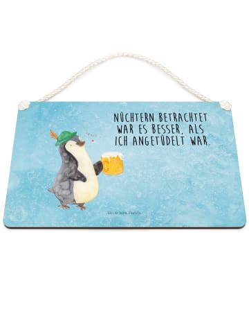 Mr. & Mrs. Panda Schild Pinguin Bier mit Spruch in Eisblau