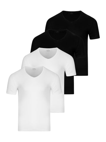 Ragman Unterhemd / Shirt Kurzarm Basic in Weiß / schwarz