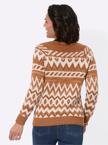 WITT WEIDEN Pullover in elfenbein-cognac-gemustert