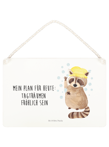 Mr. & Mrs. Panda Schild Waschbär mit Spruch in Weiß