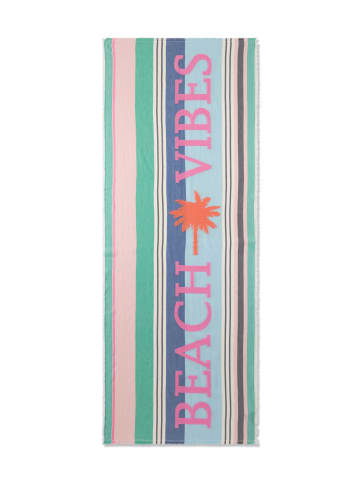 Codello Schal mit Streifenmuster und BEACH VIBES-Schriftzug in Blu1