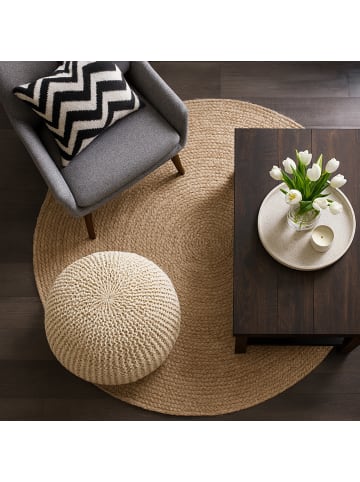 relaxdays Pouf in Schwarz - (H)33 x Ø 46 cm