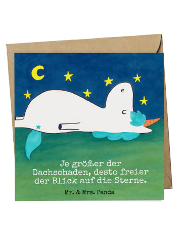 Mr. & Mrs. Panda Grußkarte Einhorn Sternenhimmel Design mit Spruch in Weiß