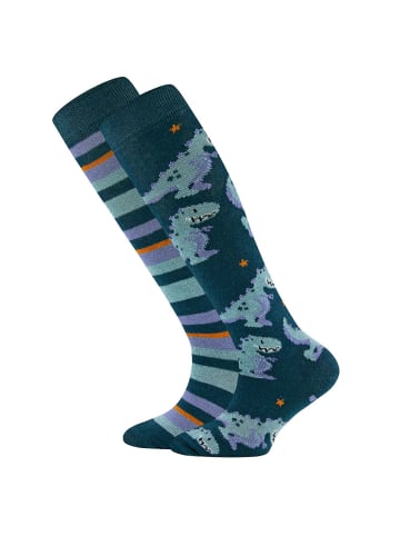 ewers 2er-Set Kniestrümpfe 2er Pack Dino/Ringel in navy