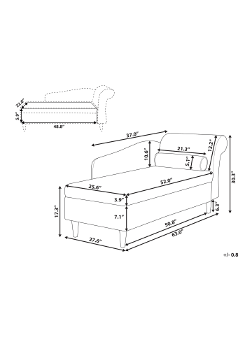 Beliani Chaiselongue LUIRO in Beige/Schwarz - (W) 160 x (H) 77 x (L) 70 cm