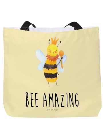 Mr. & Mrs. Panda Tote Bag Biene König mit Spruch in Gelb Pastell