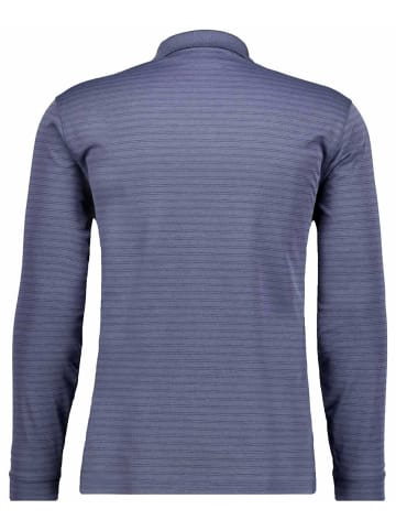 Ragman Fineliner-Poloshirt mit Reissverschluss, Langarm in Blau