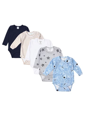 TupTam Jungen Baby Body Langarm 5er Pack in beige/blau
