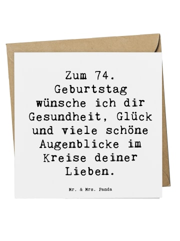 Mr. & Mrs. Panda Einladungskarte Spruch 74. Geburtstag mit Spruch in Weiß