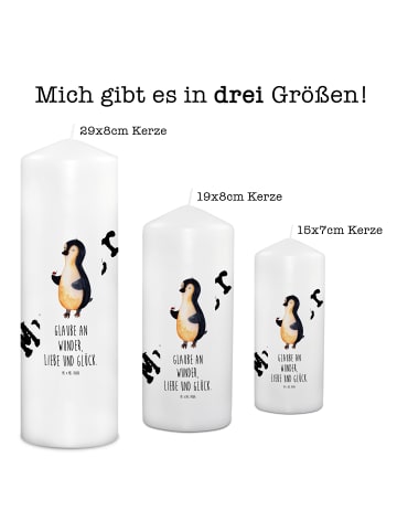 Mr. & Mrs. Panda Wachskerze Pinguin Marienkäfer mit Spruch in Weiß