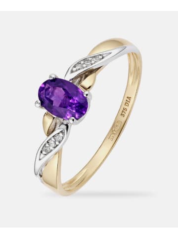 Diamant L'éternel Ring, mit Amethyst, 375 Gelbgold