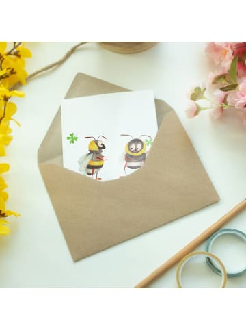 Mr. & Mrs. Panda Grußkarte Hummeln Kleeblatt ohne Spruch in Weiß