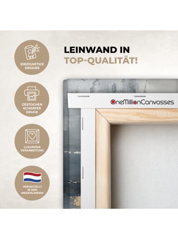 OnlyWow Leinwand Bilder Abstrakte Kunst gold grau
