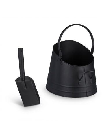 relaxdays Kohleneimer mit Schaufel in Schwarz - 6,5l