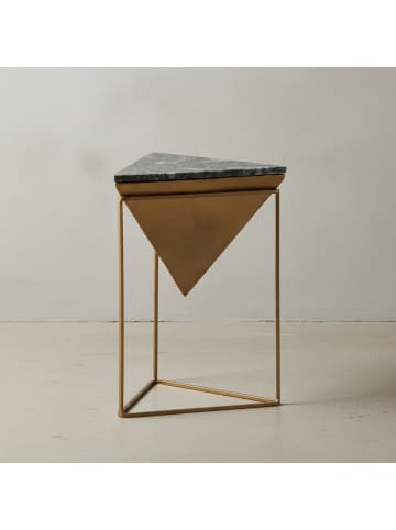 KADIMA DESIGN Beistelltisch Echter Marmor Metall 37x37x53 cm Anstelltisch Grün