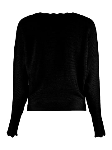 Hailys Pullover Langarm Locker Geripptes Design in Schwarz-2