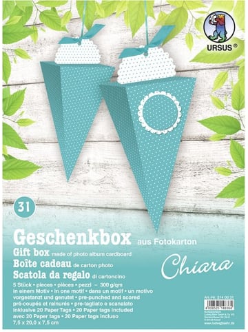 Buntpapierfabrik Ludwig Bähr Geschenkbox Chiara 7,5x20x7,5cm Packung mit 5 Stück Motiv: 31