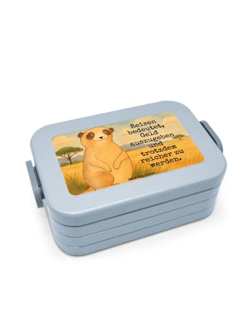 Mr. & Mrs. Panda Lunchbox Erdmännchen Design mit Spruch in Blau Pastell