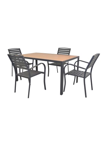 möbel-direkt 5tlg. Garten-Sitzgruppe Tabea in Stühle schwarz, Tisch honigfarben