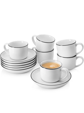 Sänger Kaffeetassen Set Marlo Black Rim - 12 teilig aus Porzellan