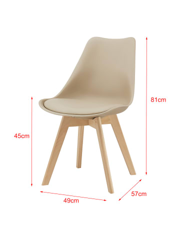 en.casa 6er-Set Esszimmerstuhl Fläten in Beige (H)81cm (B)49cm (T)57cm