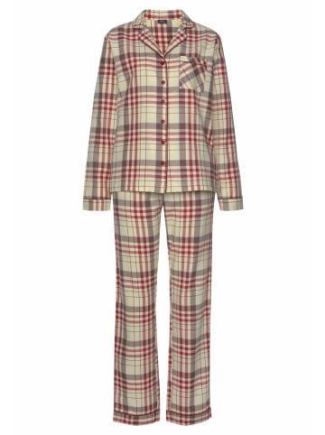 H.I.S Pyjama in bordeaux-kariert-creme