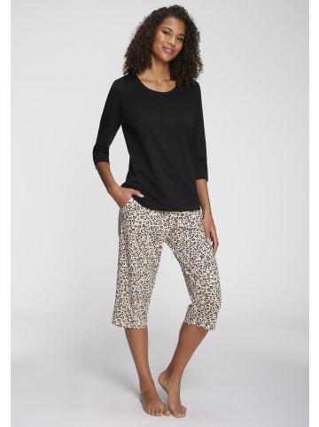 VIVANCE DREAMS Capri-Pyjama in creme-schwarz-gemustert