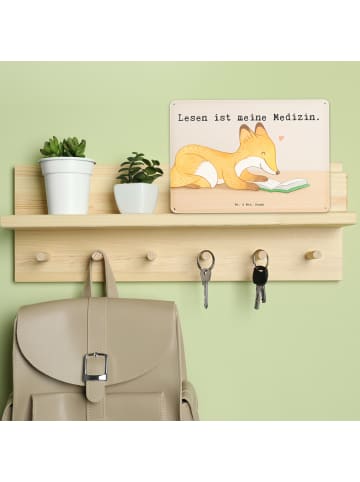 Mr. & Mrs. Panda Retro Blechschild Fuchs Lesen Design mit Spruch in Weiß