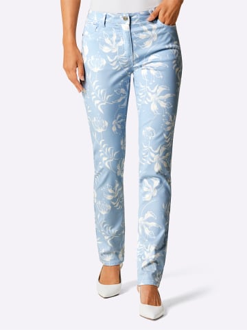 creation L Druckhose in hellblau-ecru-bedruckt