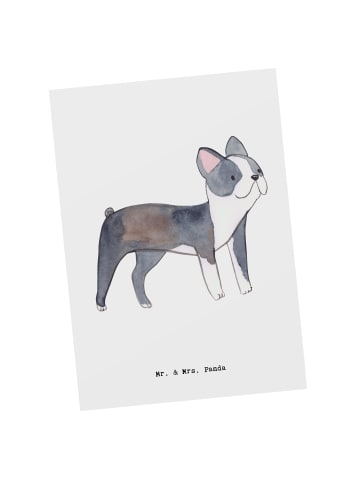 Mr. & Mrs. Panda Postkarte Boston Terrier Lebensretter ohne Spruch in Weiß