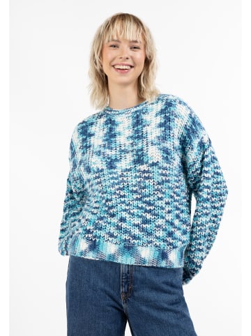 myMo Damen Strickpullover in Blau Mehrfarbig