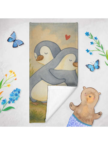 Mr. & Mrs. Panda Duschtuch Pinguine Kuscheln Design ohne Spruch in Weiß